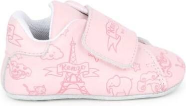 Kenzo Kids Slippers met klittenband en print Roze