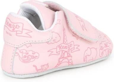 Kenzo Kids Slippers met klittenband en print Roze