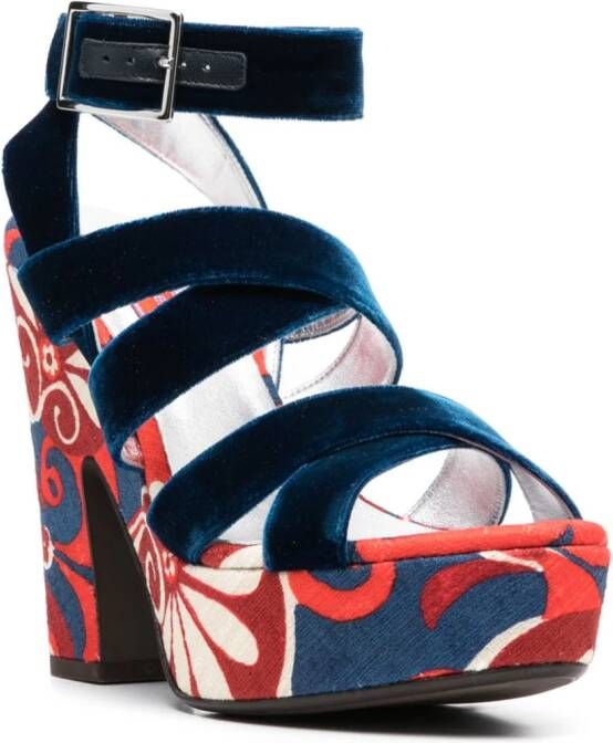 La DoubleJ Medal sandalen met bloemenprint Blauw