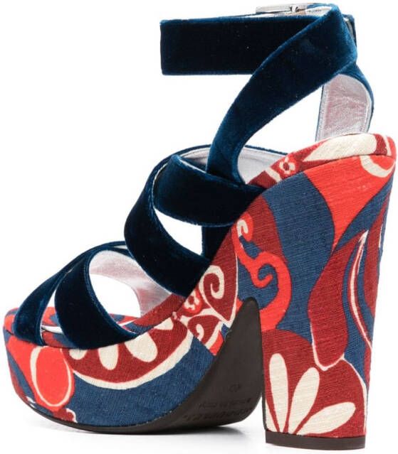 La DoubleJ Medal sandalen met bloemenprint Blauw