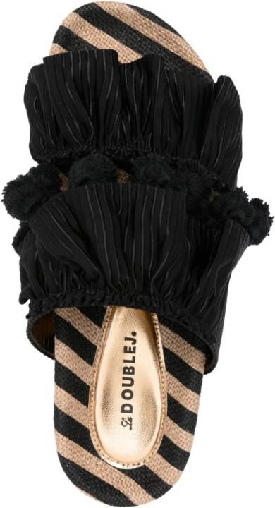 La DoubleJ Pimento slippers met pompon Zwart