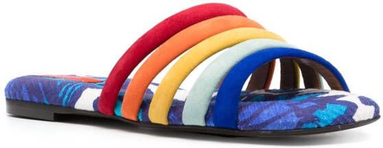 La DoubleJ Slippers met chevron streep Blauw