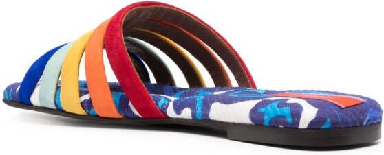 La DoubleJ Slippers met chevron streep Blauw