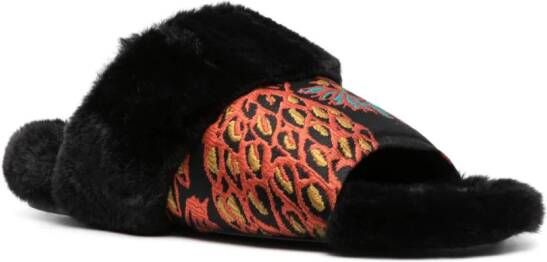 La DoubleJ Winter slippers met jacquard Zwart