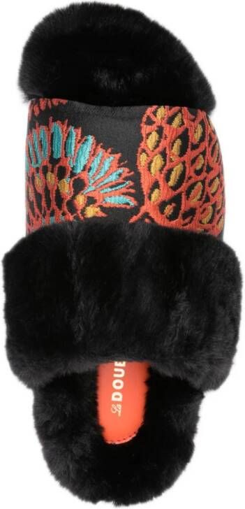 La DoubleJ Winter slippers met jacquard Zwart