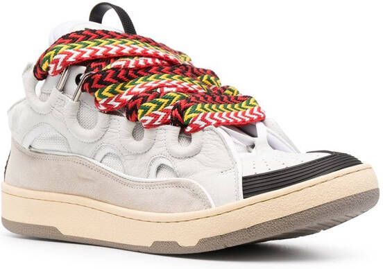 Lanvin Curb sneakers met suède Wit