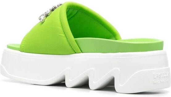 Le Silla Badslippers verfraaid met kristallen Groen