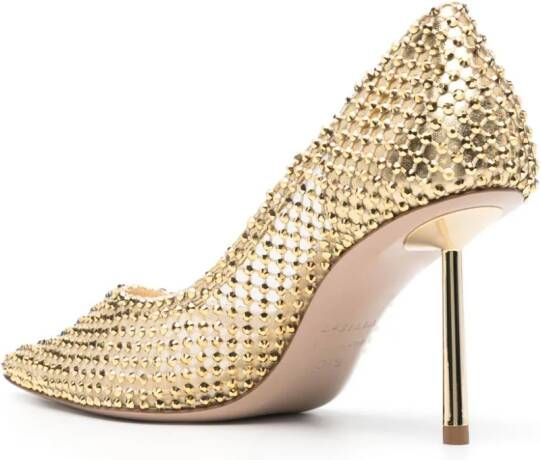 Le Silla Gilda 90 mm pumps verfraaid met kristallen Goud