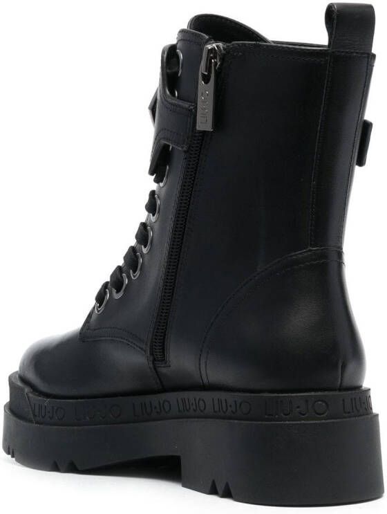 LIU JO Combat boots met logoplakkaat Zwart