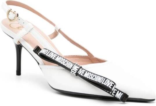 Love Moschino Leren slingback pumps Wit