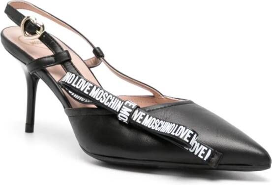 Love Moschino Leren slingback pumps Zwart