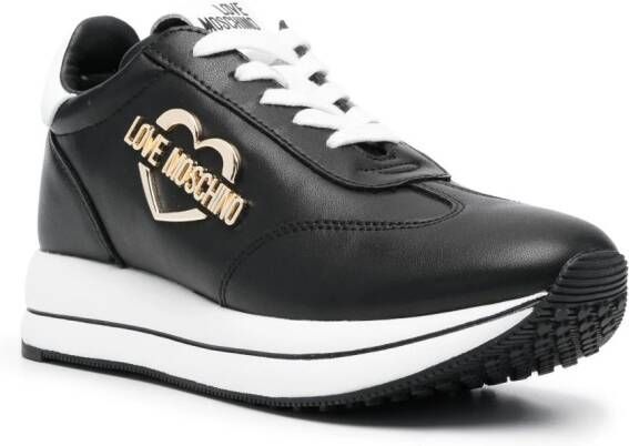 Love Moschino Sneakers met logoplakkaat Zwart