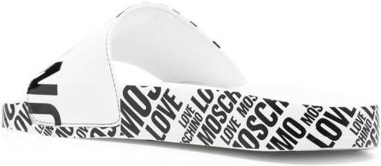 Love Moschino Slippers met logoprint Wit