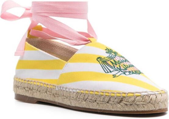 Maison Kitsuné Gestreepte espadrilles Geel