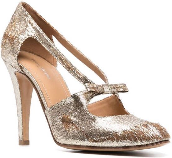 Maison Margiela 100mm metallic pumps met uitgesneden details Goud