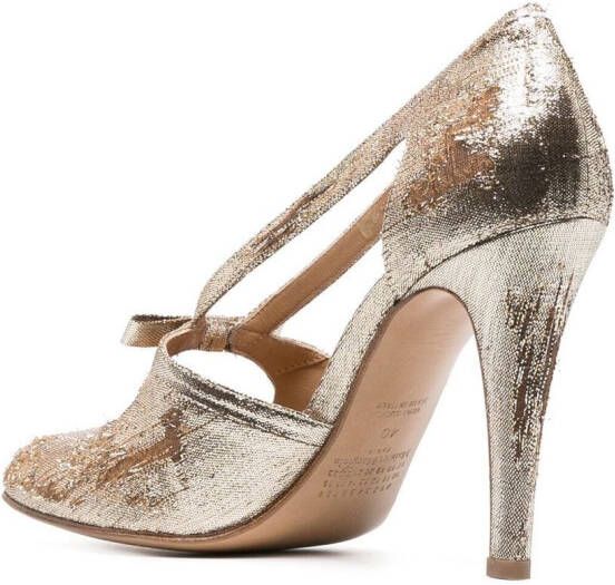 Maison Margiela 100mm metallic pumps met uitgesneden details Goud