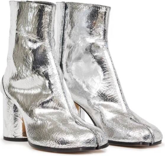 Maison Margiela Tabi 80mm enkellaarzen met spiegeleffect Zilver