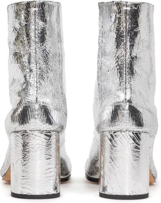 Maison Margiela Tabi 80mm enkellaarzen met spiegeleffect Zilver