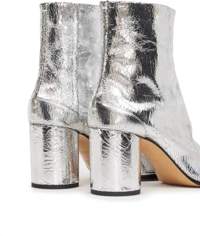 Maison Margiela Tabi 80mm enkellaarzen met spiegeleffect Zilver