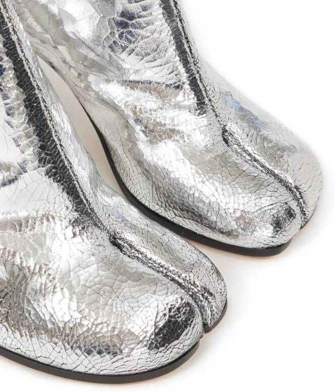 Maison Margiela Tabi 80mm enkellaarzen met spiegeleffect Zilver