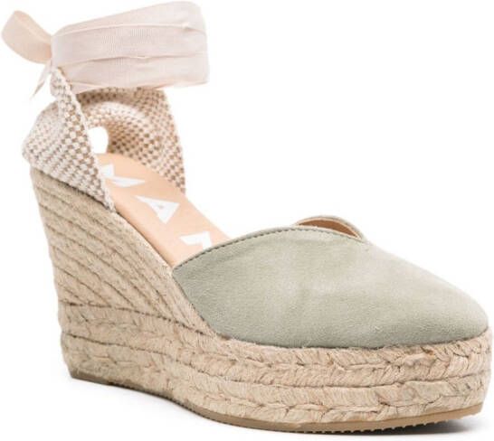 Manebi Espadrilles met sleehak Groen