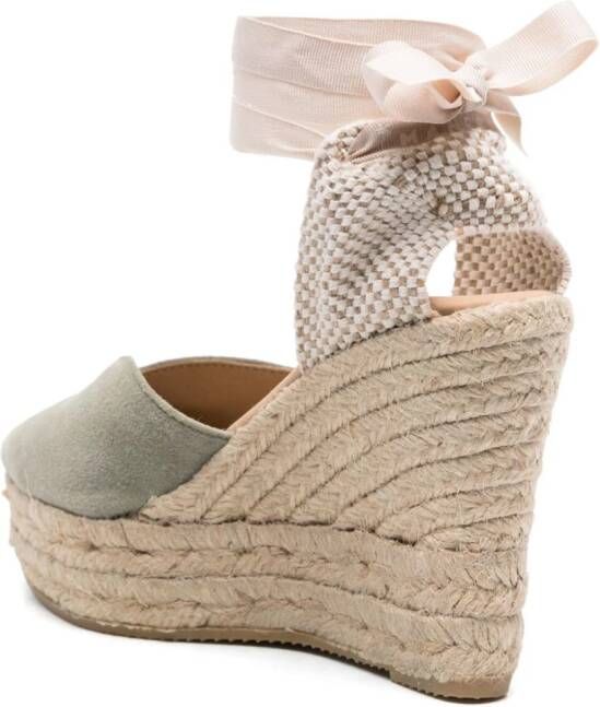 Manebi Espadrilles met sleehak Groen