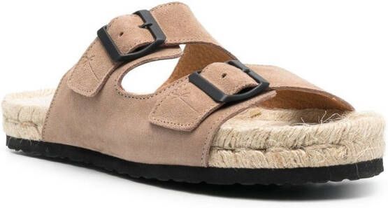 Manebi Espadrille sandalen met gesp Bruin