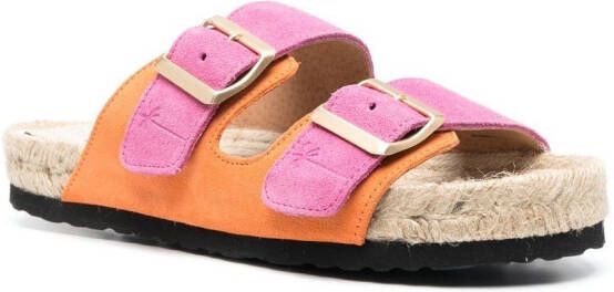 Manebi Slippers met colourblocking Roze