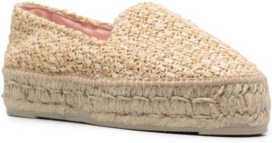 Manebi Geweven raffia espadrilles Beige