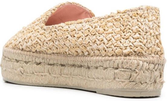 Manebi Geweven raffia espadrilles Beige