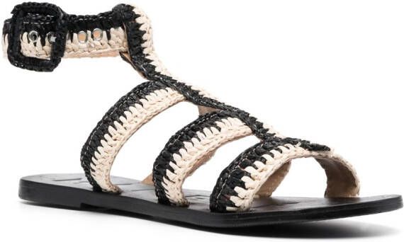 Manebi Gladiator gevlochten sandalen Zwart