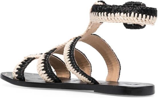 Manebi Gladiator gevlochten sandalen Zwart