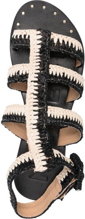 Manebi Gladiator gevlochten sandalen Zwart