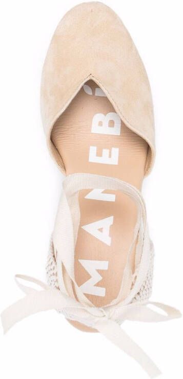 Manebi Hamptons espadrilles met veters Beige