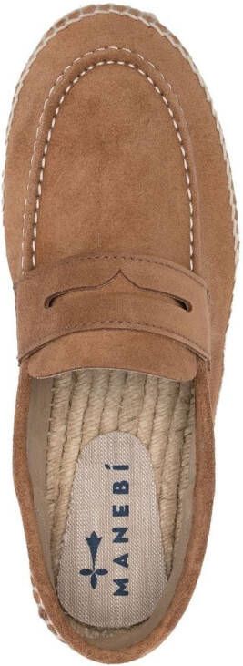 Manebi Hamptons suède espadrilles Bruin