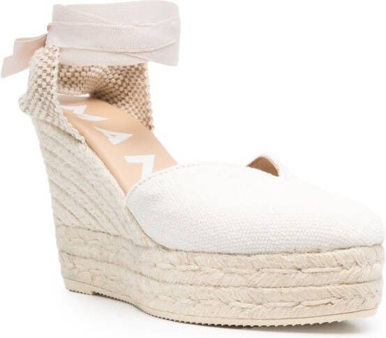 Manebi Hartvormige espadrilles met sleehak Wit