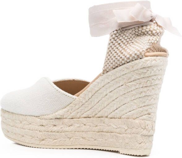 Manebi Hartvormige espadrilles met sleehak Wit