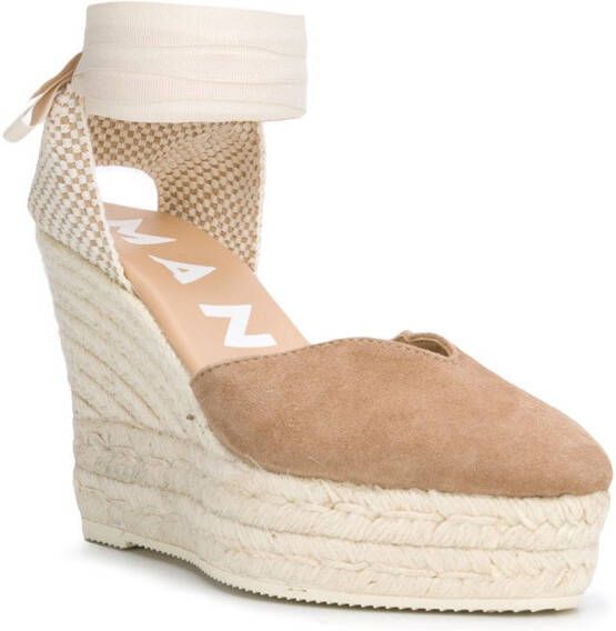 Manebi Sandalen met striksluiting Beige