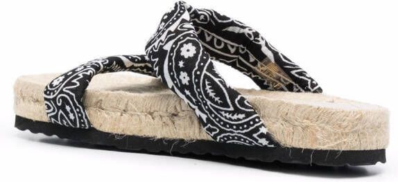 Manebi Slippers met bandanaprint Zwart