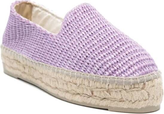 Manebi Raffia espadrilles met zigzag patroon Paars