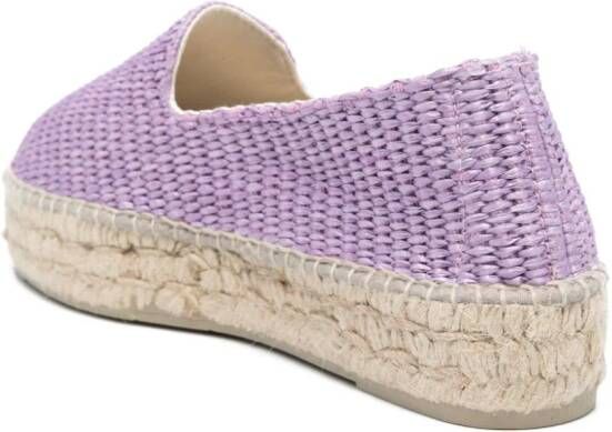 Manebi Raffia espadrilles met zigzag patroon Paars