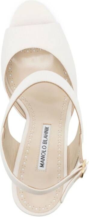 Manolo Blahnik 100 mm canvas sandalen Wit