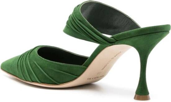 Manolo Blahnik Circeamu 70 mm suède muiltjes Groen