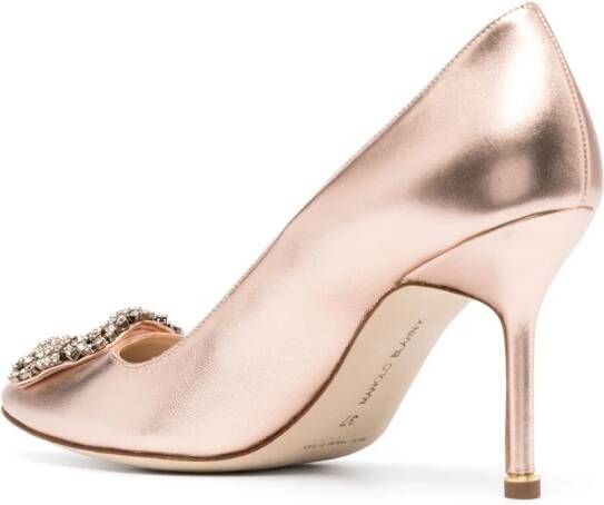 Manolo Blahnik Cleo pumps verfraaid met kristallen Goud