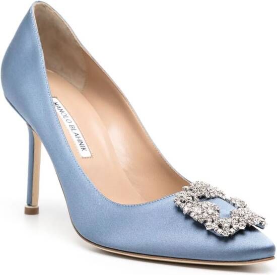 Manolo Blahnik Hangisi satijnen pumps Blauw