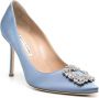 Manolo Blahnik Hangisi satijnen pumps Blauw - Thumbnail 2