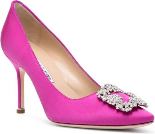 Manolo Blahnik Hangisi satijnen pumps Roze