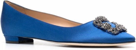 Manolo Blahnik Hangisi ballerina's met gespdetail Blauw