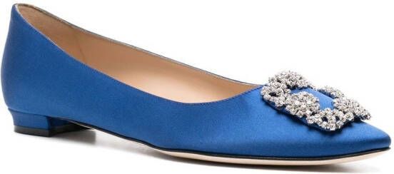 Manolo Blahnik Hangisi ballerina's met gespdetail Blauw