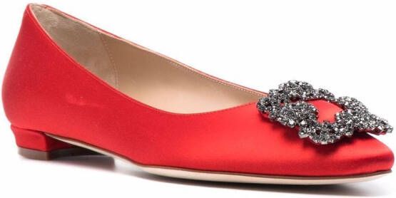 Manolo Blahnik Hangisi ballerina's met gespdetail Rood